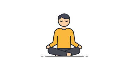 Man meditating for stress relief practicing mindfulness in lotus position promoting relaxation and wellness ideal for mental health campaigns.