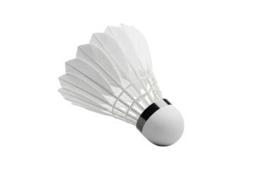 Realistic 3d rendering of a white feather shuttlecock for badminton sport, isolated on transparent background