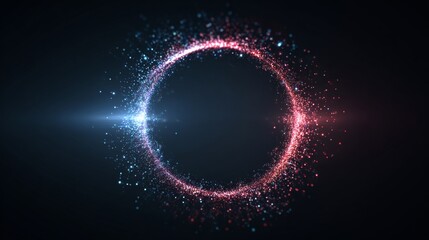 Obraz premium Centered tech ring made of data lines and glowing points