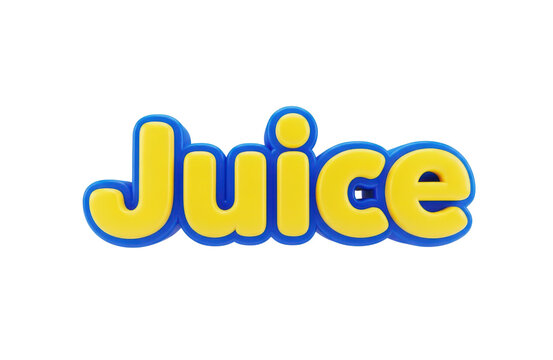 Three dimensional yellow and blue text spelling the word juice isolated on transparent background with a playful and bubbly font style perfect for food and beverage design - Powered by Adobe