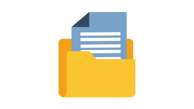 Animated folder with papers in flat icon style, suitable for document storage, file management, and office organization