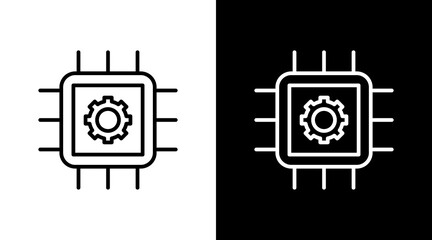 Machine Core Outline White Icon Set Design