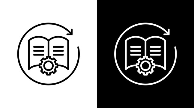 Auto Learn Outline White Icon Set Design