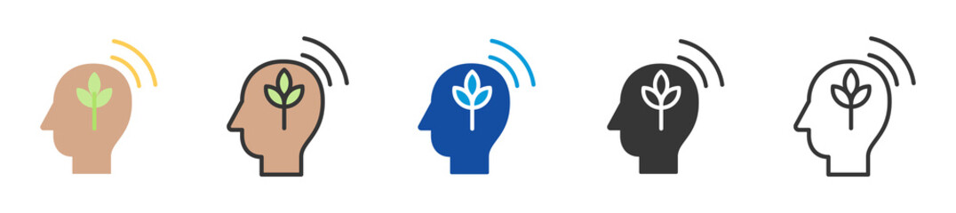 mindfulness icon set multi style various collection