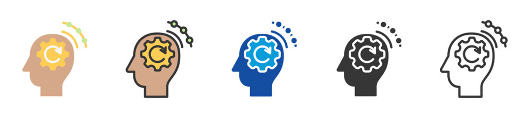 sensory processing icon set multi style various collection