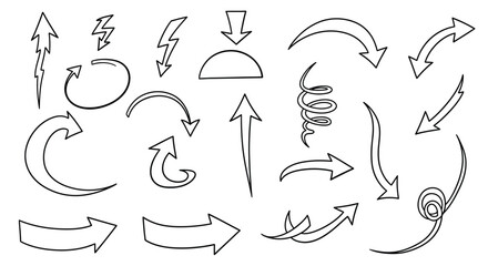 Hand drawn arrow collection directional elements for design and infographics
