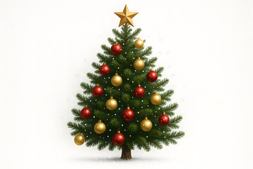 Christmas tree with ornaments and star festive holiday season decor