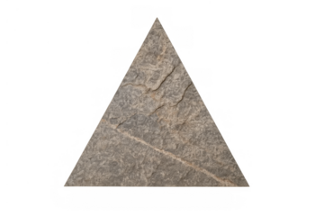 Triangular rock texture with rough surface cut out on transparent background for graphic design element