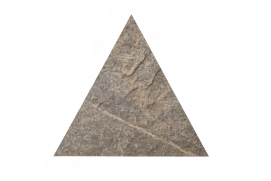 Triangular rock texture with rough surface cut out on transparent background for graphic design element