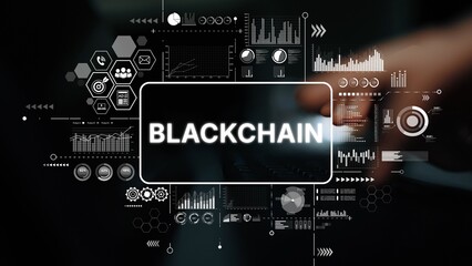 Modern Blockchain Technology Concept with Data Visualization and Graphical Elements for Digital Transactions. Asymptotic smart data analytic.