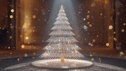 AI-generated image of a crystal Christmas tree spreading the Christmas spirit