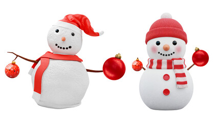 snowman holding red christmas ball winter decoration
