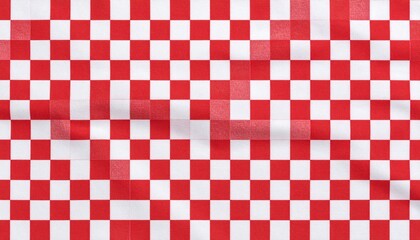 Fototapeta premium Classic Red and White Gingham Checkered Fabric Pattern Texture Background