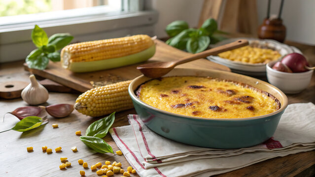 Warm Chilean Pastel de Choclo in a Countryside Kitchen