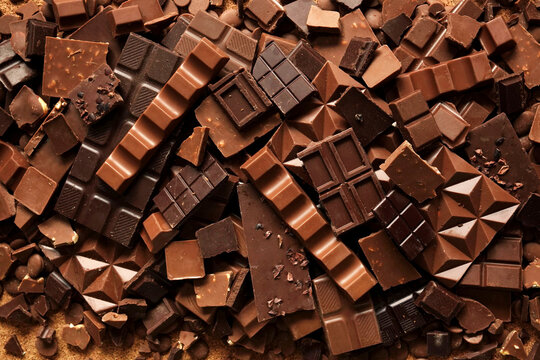 Various chocolates and candies, sweet confectionary collection, chocolate background