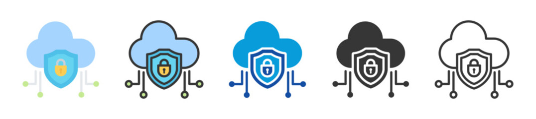 cyber security icon set multi style various collection