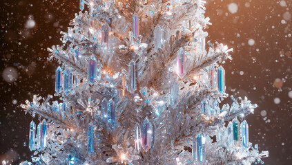 AI-generated image of a crystal Christmas tree spreading the Christmas spirit