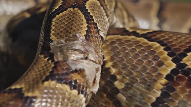 Close up of a snake with detailed scales and patterns.