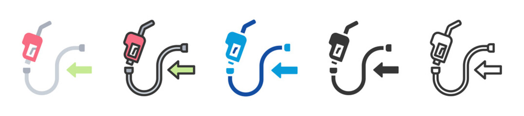 fuel hose icon set multi style various collection