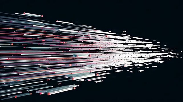 Abstract Digital Stream of Data Particles in Motion Representing Information Transfer and Network Connectivity