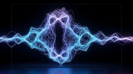 Abstract glowing lines animation displaying sound wave or network data visualization - Powered by Adobe