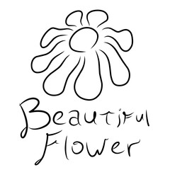Simple flat illustration of a blooming flower with leaves, perfect for nature, spring, botanical and garden themes