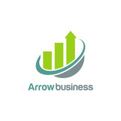 Innovative business growth concept with upward arrow, indicating progress, financial success, and a modern design, suitable for corporate identity and marketing materials