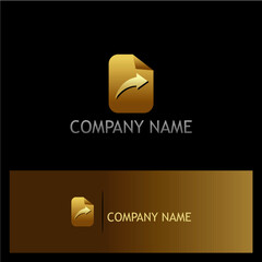 Elegant Gold Arrow on Paper Icon for Professional Brand Identity, Corporate Stationery Design with a Sophisticated Modern Aesthetic for Business Card Templates