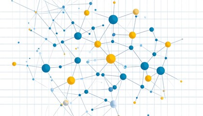 Abstract Network Connection - Blue and Yellow Nodes Interconnected by Lines.