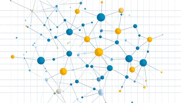 Abstract Network Connection - Blue and Yellow Nodes Interconnected by Lines.