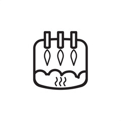 Obraz premium Industrial burner or incinerator icon, flat line style with flame jets. Essential for waste disposal, furnace heating, energy, and process thermal systems. Editable stroke line icon.