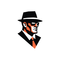 Obraz premium Geometric Mafia Man Profile Vector Illustration.eps