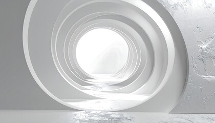 Obraz premium Abstract white tunnel with light at the end, modern design.