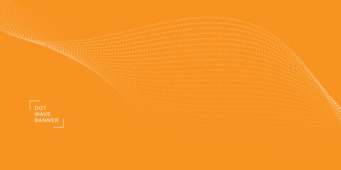abstract creative smooth dot wave particle on orange background.