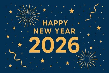 3D shiny gold 2026 text in elegant style modern New Year celebration with copy space for festive greetings