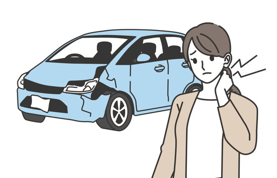 交通事故後に首の違和感を感じる女性のイラスト