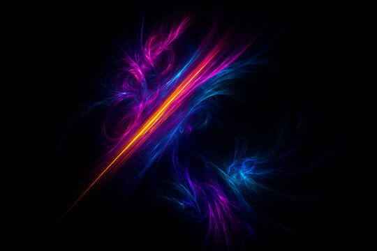 AI generated colorful energy fractal bursting with neon light motion glowing lines vibrant plasma flow abstract power swirl cosmic dynamic art background