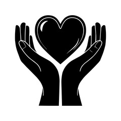 Hands Holding Heart Icon – Love and Care Symbol in Vector PNG