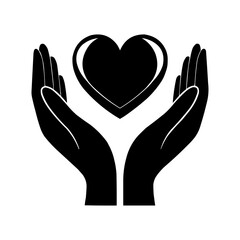 Hands Holding Heart Icon – Love and Care Symbol in Vector PNG