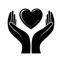 Obraz premium Hands Holding Heart Icon – Love and Care Symbol in Vector PNG