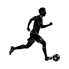 Soccer Player Sprinting with Ball &ndash; Dynamic Sports Action in Vector PNG