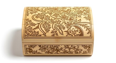 Elegant wooden box with floral engraving offers a touch of natural sophistication, perfect for