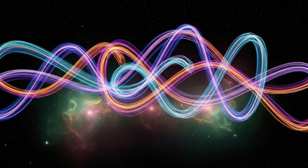 Cosmic Interplay: Radiant Light Streams Against a Nebula-Infused Starry Backdrop