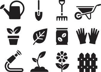 Gardening icons collection for flourishing designs