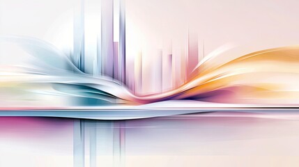 An abstract visualization of flowing light streaks and organic shapes in pastel colors, creating a soft and ethereal mood with a subtle glow.