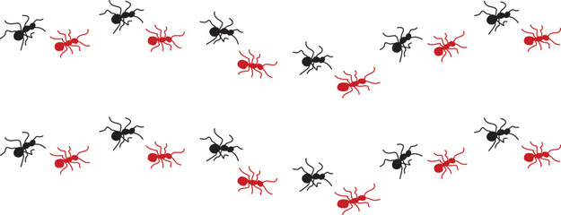 Obraz premium Silhouette Black Ant Road Trail vector - Ant Trail group silhouettes set.
