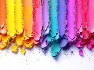 A Close-Up of Blended Holi Colors Forming a Lively Rainbow