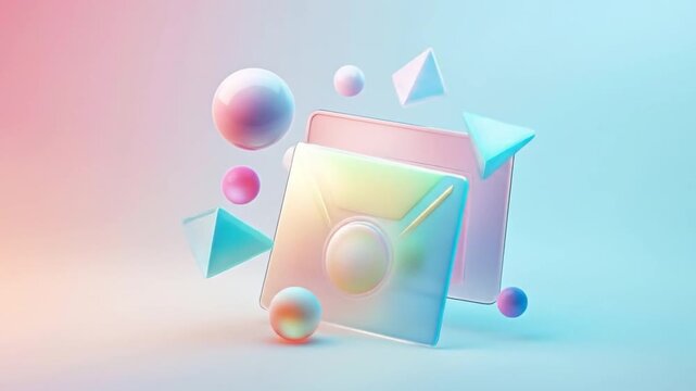 3d Isometric Pastel gradient icon folder Videos