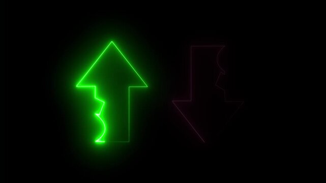 Glowing Neon Up & Down Arrow Loop Animation &ndash; Abstract Direction Concept