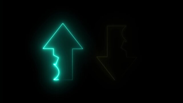 Glowing Neon Up & Down Arrow Loop Animation &ndash; Abstract Direction Concept